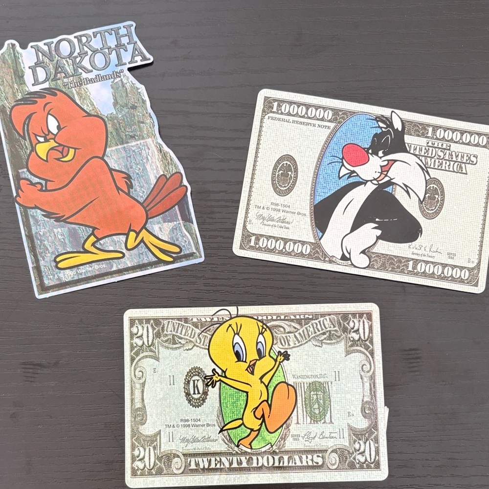 Vintage Looney Tunes Stickers - set of 3